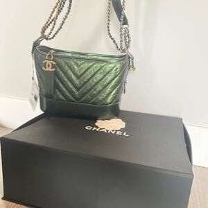 Chanel Gabrielle Hobo Chevron Metallic Aged
Calfskin Small
